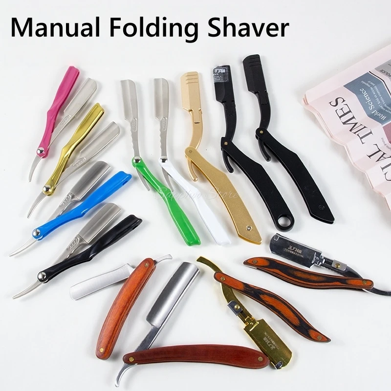 

Men's Manual Straight Edge Razors Barber Shop Haircut Shaver Beard Sideburn Armpit Hair Folding Shaving Knife ABS/Wooden/Metal