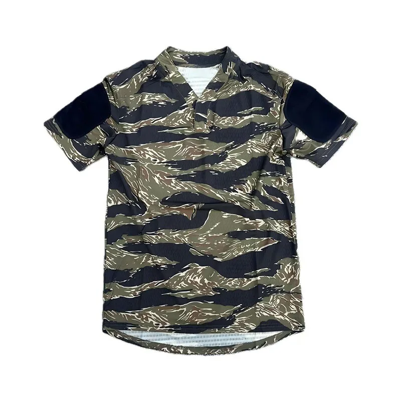 Jungle Tiger Spot Vietnam War Tiger Pattern Internet Celebrity Tactical Rugby Quick Drying VS Tactical Short Sleeve T-shirt Top