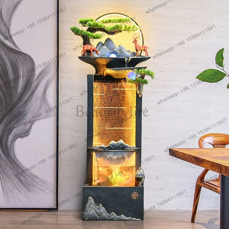 LS Chinese simple living room flowing water fish tank water office entrance fountain lucky water feature