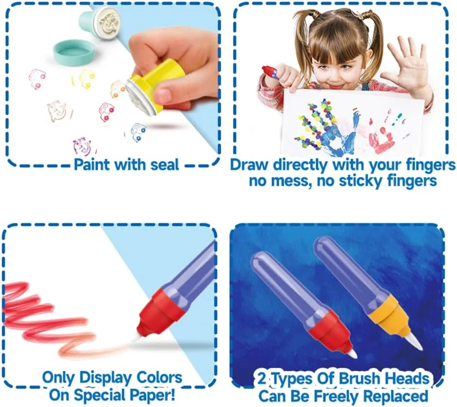 Magic Light Brush,Mess Free Painting Station for Kids, Toddler Coloring, Gift for 3,4,5,6,7,8,9 Year olds