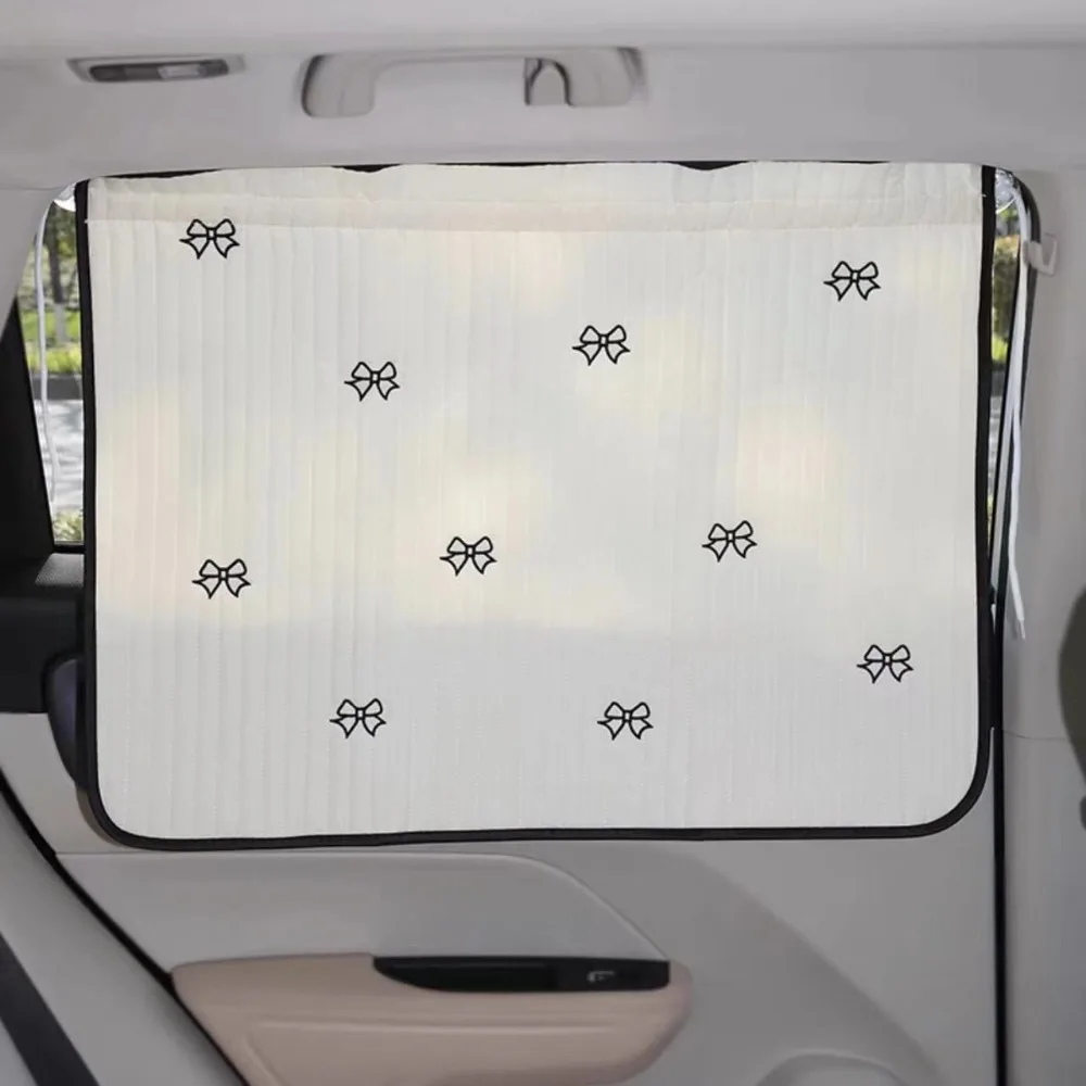 Cute Cartoon Embroidered Thickened Cotton Baby Car Window Sunshade Cover UV Protection Suction Cup Installed Sliding Curtain