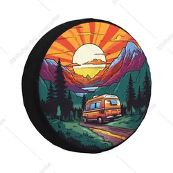 Custom Mountain Camper Adventure Camping Spare Tire Cover for Honda CRV 4WD 4x4 Trailer Car Wheel Protector 14