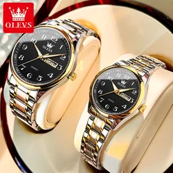 OLEVS 5567 Quartz Watches Original Men Women Couple Luminous Waterproof Shock Resistant Stainless Steel Ladies Wristwatch Gift