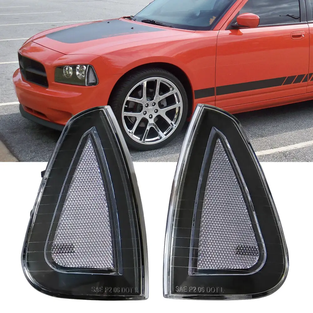 

Side Marker Parking Turn Signal Corner Lights For Dodge Charger 2006-2010 Clear/Smoke