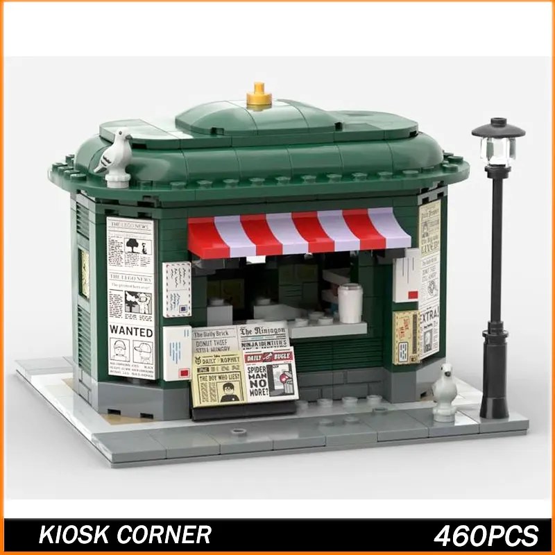 

Строительные блоки MOC, серия Street View, киоск, уголок, модель «сделай сам», сборка кирпичей, головоломки, игрушки, сборка, рождественские подарки, 460 шт.