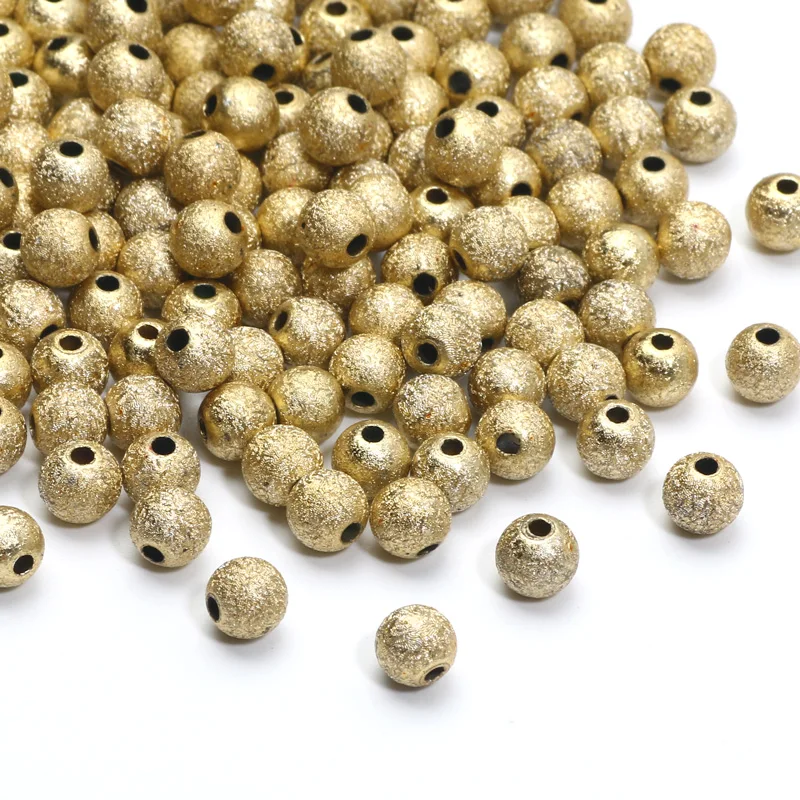 4/6/8/10mm Gold Color Stardust Acrylic Beads Shiny Acrylic Round Balls Spacer Beads For Jewelry Making DIY Handmade Accessories