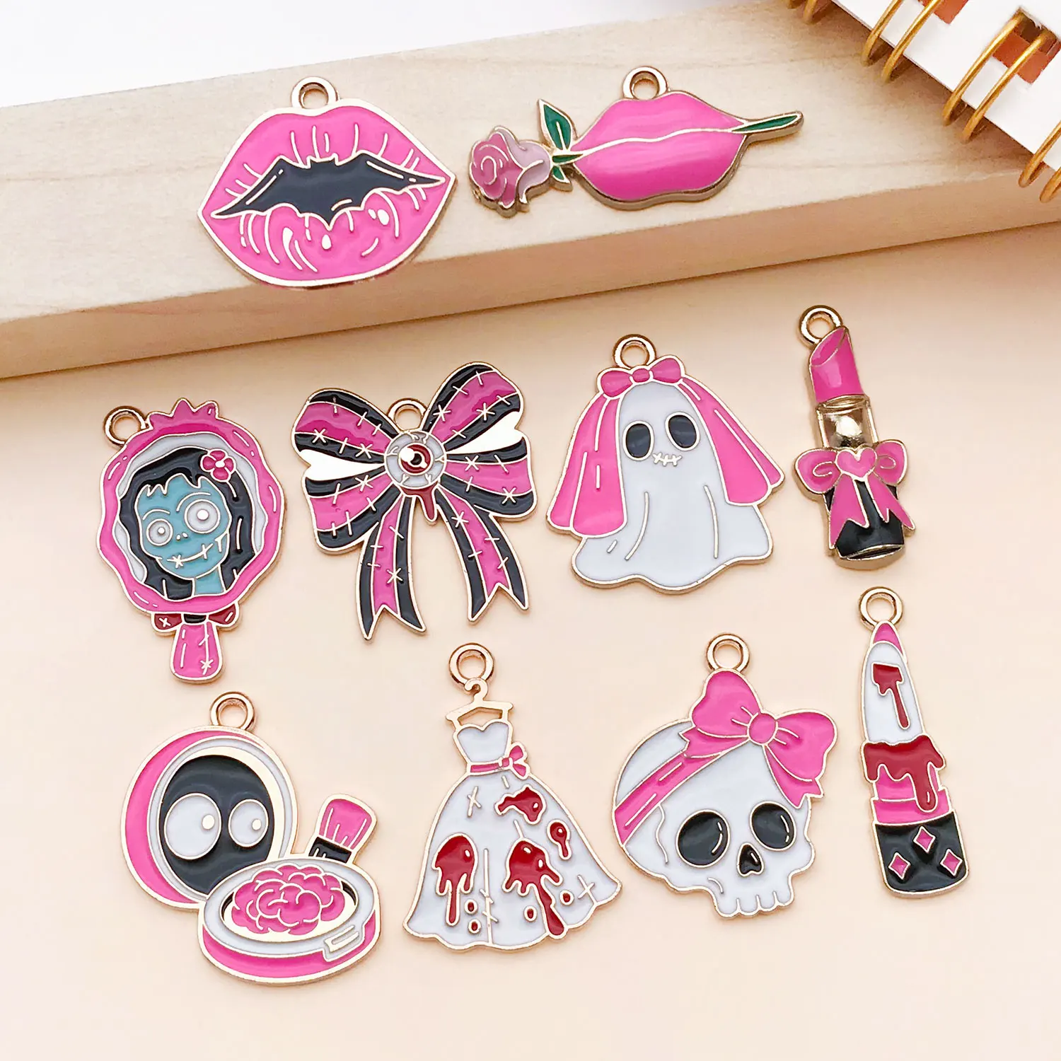 10pcs Creative Cute Ghost Enamel Charms for DIY Jewelry