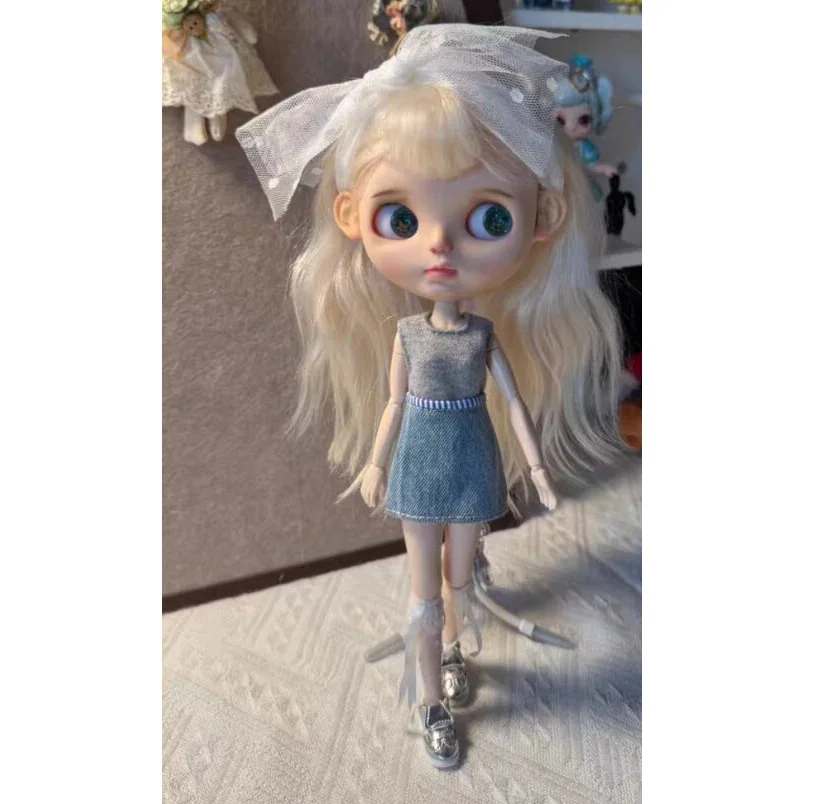 3 قطع سيدة نمط 2025 بليث الربط أعلى + تنورة الدنيم + غطاء الرأس الدانتيل (يصلح لولو، yymy24، Ob22، 24، 26، زون، جيني) #4