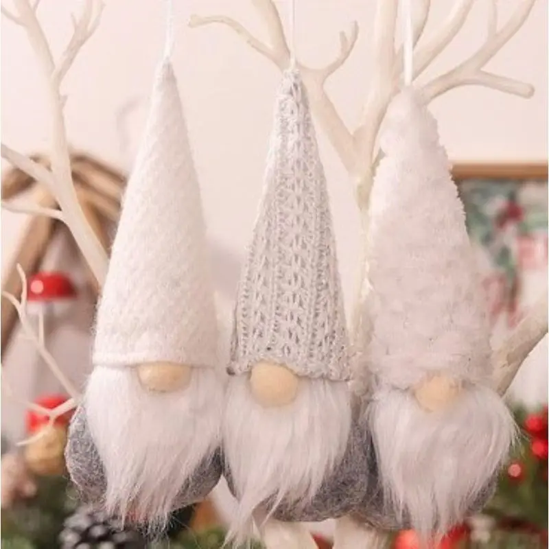 3PCS Christmas Tree Hanging Gnomes Ornaments Set, Handmade Plush Tomte Gnomes Santa Elf Hanging Home Decorations Holiday Decor
