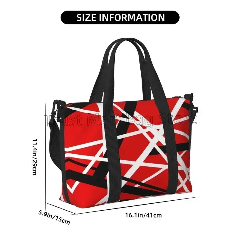 Red Black White Stripes Travel Duffle Bags Van Halen Durable Personalize Sport Gym Travel Bag Unisex Weekender Overnight Bag