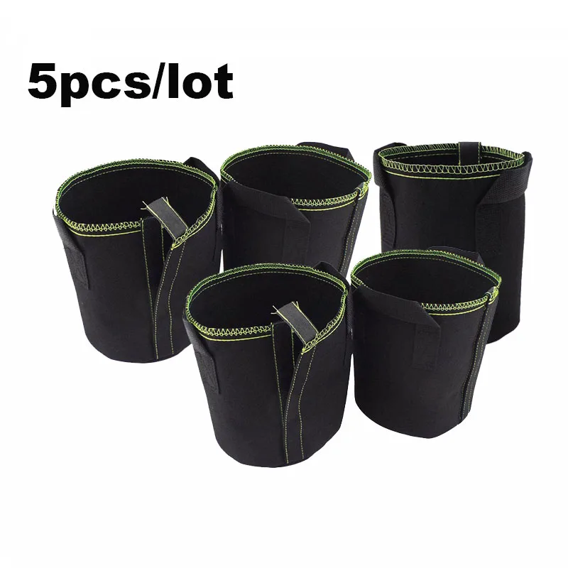 5-Pack Grow Bags to Transplant Vegetable Plant Potato tomato Flower Self-Adhesion Side Fabric Pot Nursery Growing Garden Tools