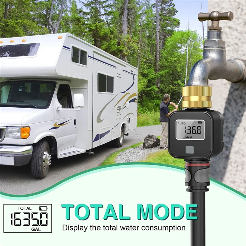 A91P Digital Water Flow Meter Water Flow Meter With Brass Metal Thread Garden Hose Watering
