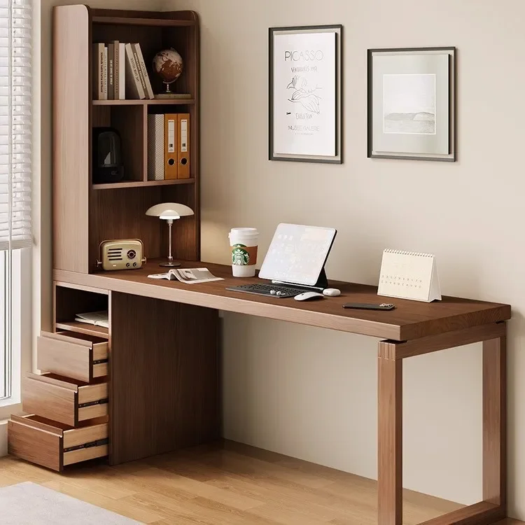 Living room long desk bookcase integrated reading study table home study