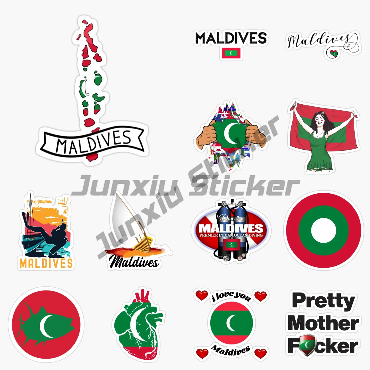 

The Republic of Maldives DIVE Flag Emblem Car Stickers Vinyl Self Adhesive Decal Motorcycle Car External Decorative Decals