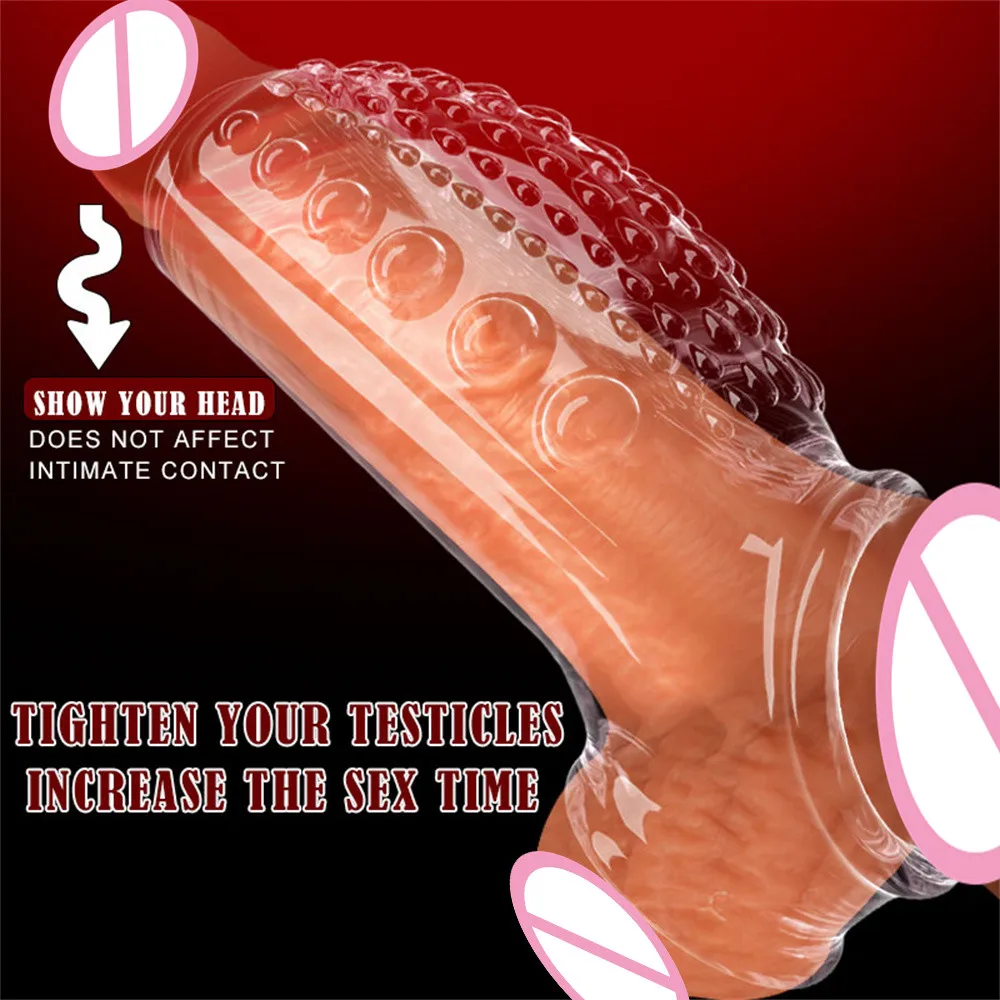 Penis Sleeve Extender Cock Enlargement Dick Dildo Cover Condom Vagina Stimulation Adult Sex Toys For Men Couple Sexshop Products