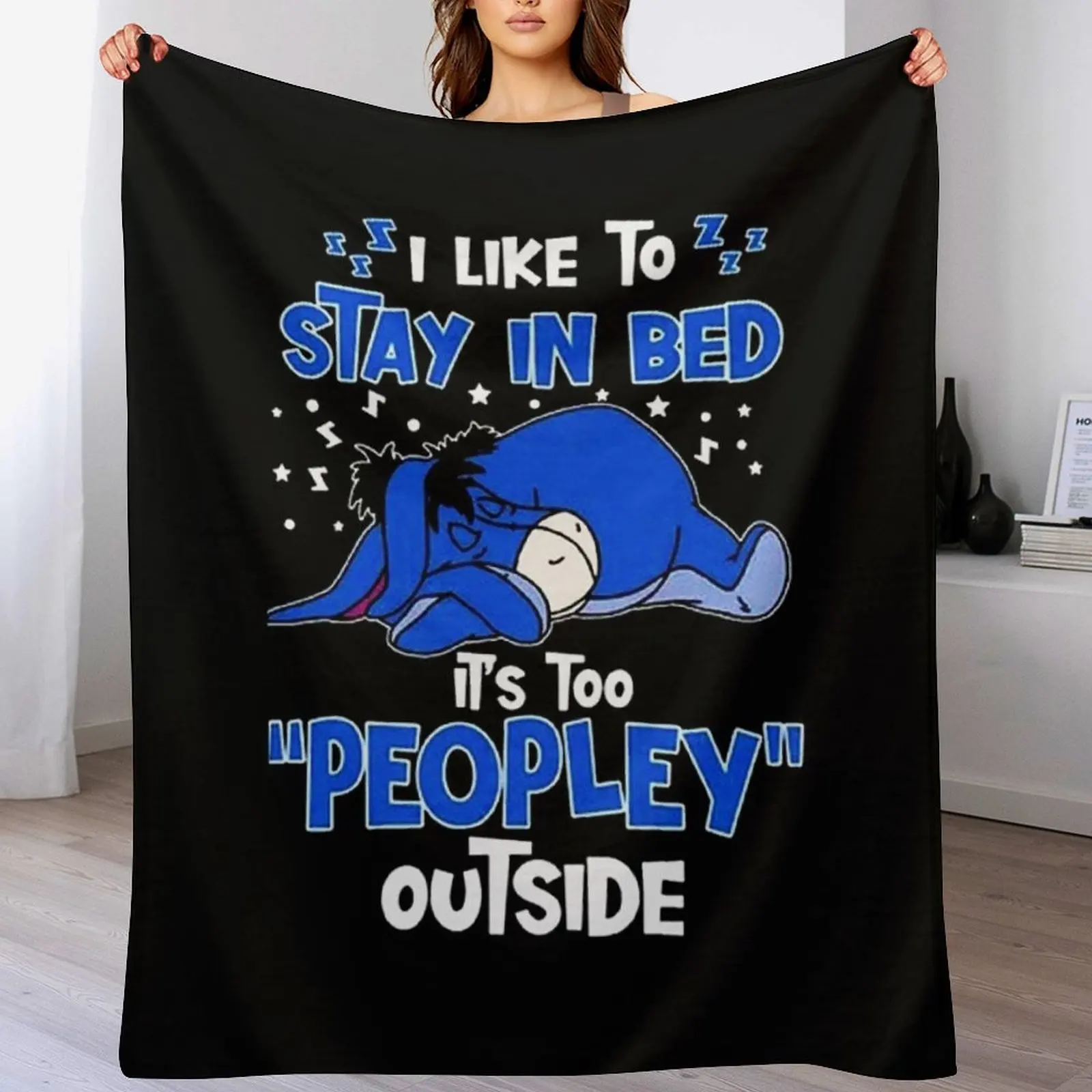 

I Like To Stay In Bed Eeyore Throw Blanket Spring Fall Cozy Throw Blanket for Couch