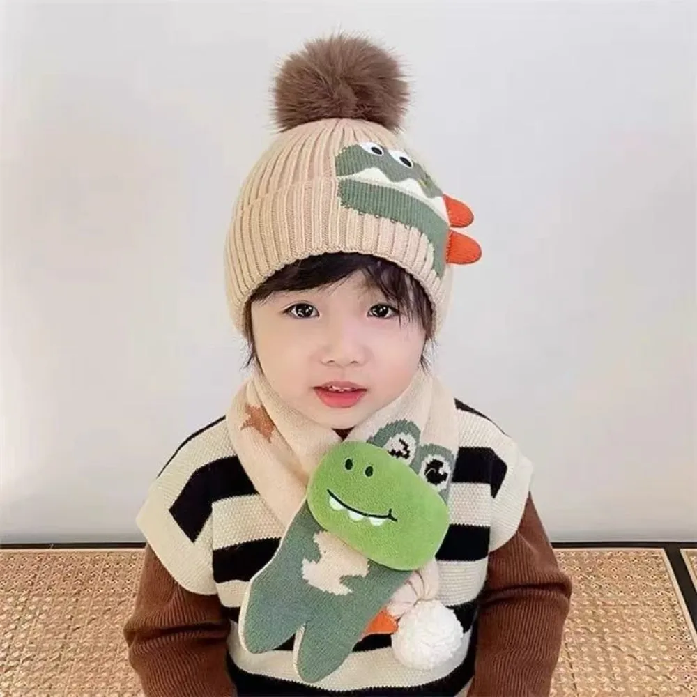 

Новая вязаная шапка с защитой ушей, термомультяшный 3D пуловер, теплая холодостойкая зимняя шапка, комплект шарфов