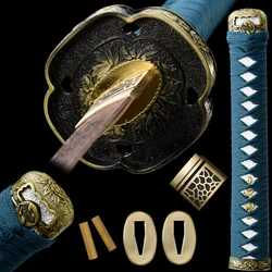 A Set Exquisite Handle Tsuka Hlit Alloy Parts Handguard Tsuba Guard for Japanese Katana Samurai Sword Fittings Brand New
