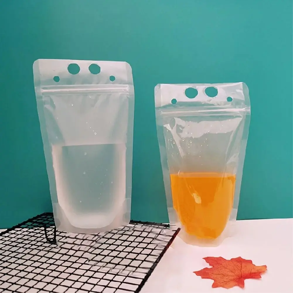 50Pcs Juice Coffee Drinks Kitchen Vertical Seal Pouches Frosted Disposable Reclosable for Party