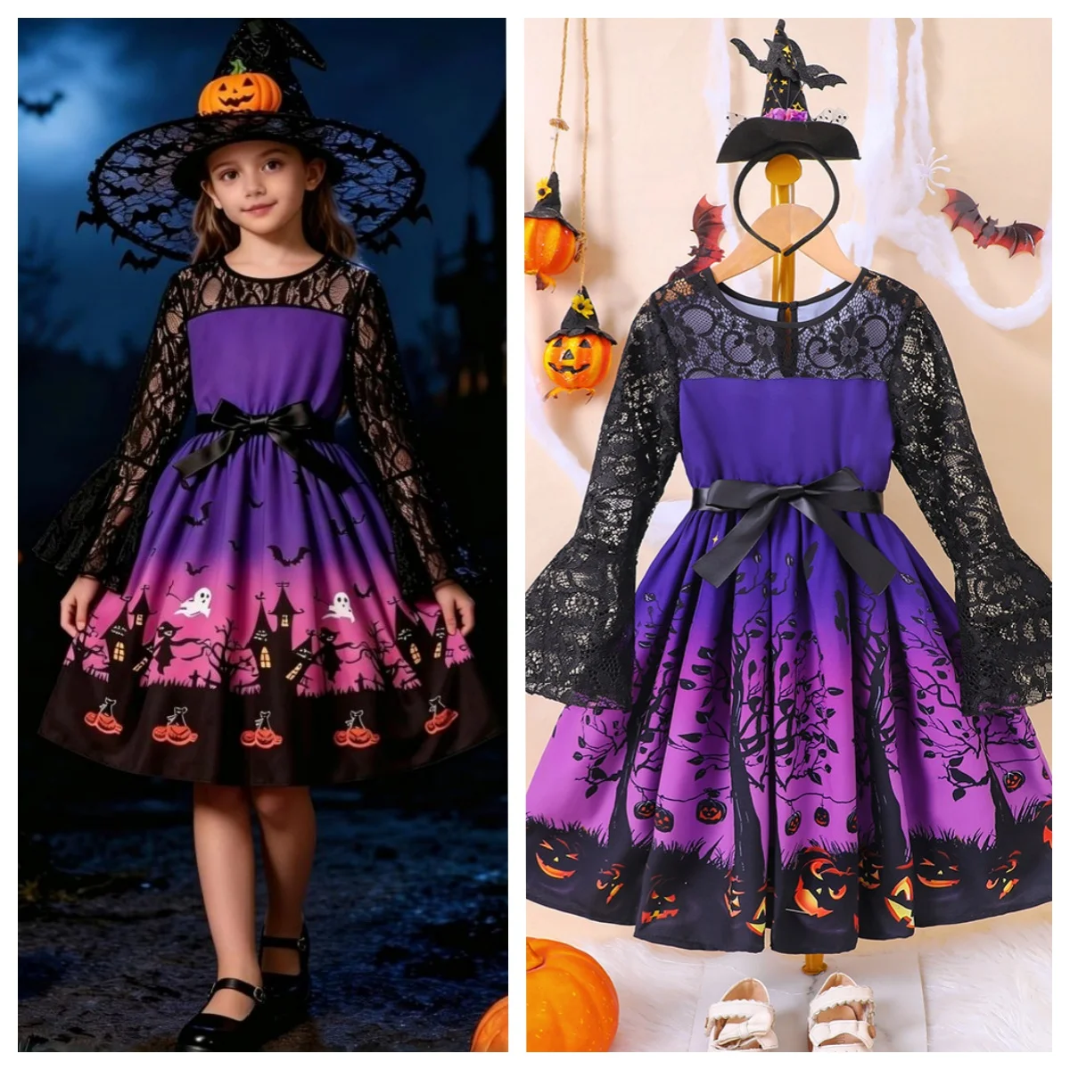 Girl's Lace Dress Princess Dress For Halloween Costume Festivals Gathering Party Children's Day Gift Elegant Fall Winter Outfit