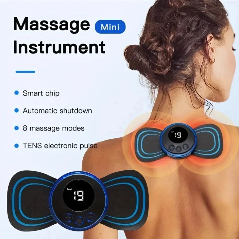 Mini almohadilla de masaje inteligente multimodo, masajeador eléctrico portátil para cuello y hombros, dispositivo de terapia de pulso para cervicales