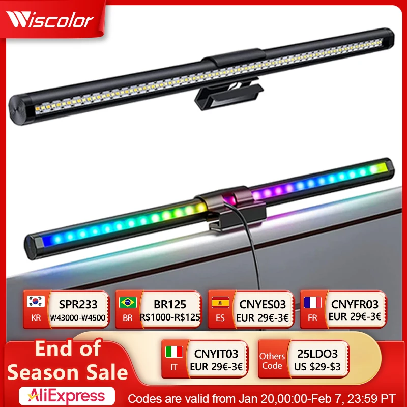 Wiscolor LED-bureaulamp monitor Light Bar  Eye-Care traploze dimverlichting tafellamp computer pc monitor scherm Light Bar voor werk / studie / gaming / thuiskantoor