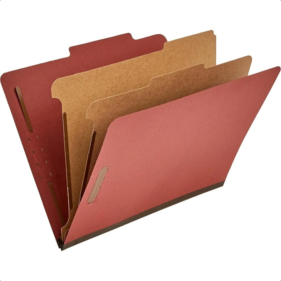 

Prboard Classification File Folder with Fasteners 2 Dividers 2Inch Expansion Pack of 10 12.17 x 10.67 Inch Letter Red