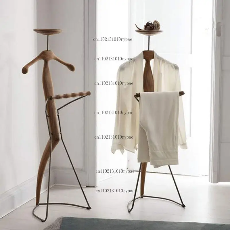 Simple solid wood floor coat rack for home bedroom, movable version