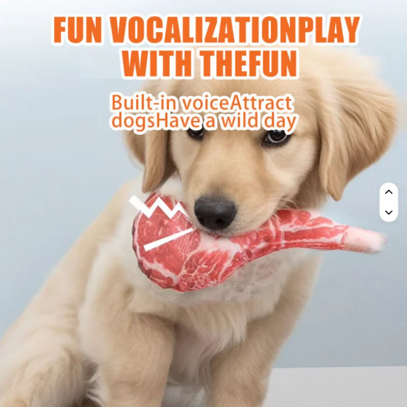 Teeth Cleaning Dog Chew Bone - Simulated Steak Squeaky Dog Toy Squeaking