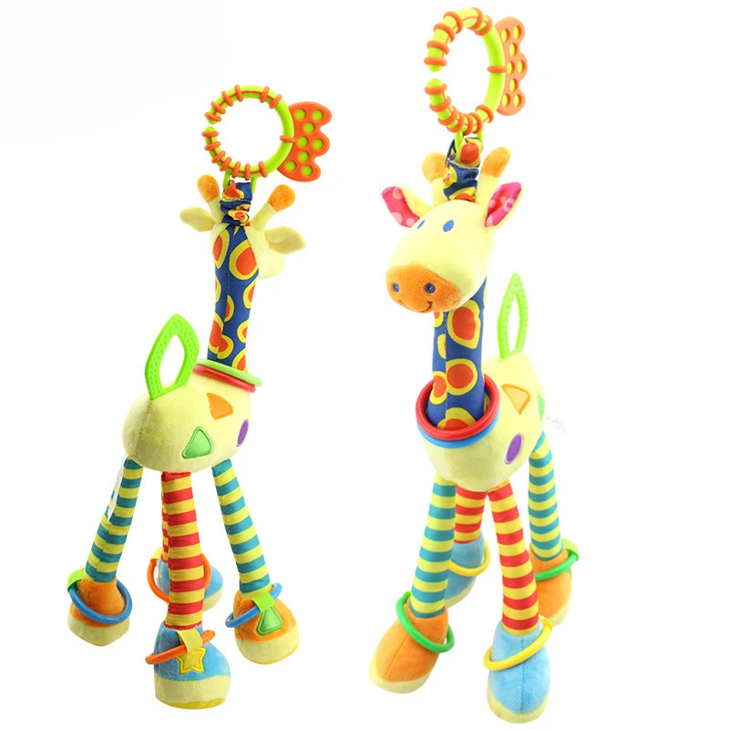 

Cute Giraffe Rattle Teether Stroller Hanging Sensing Toy Paper Sound Maker Cute Bed Bell Toys for Baby 6 12 New Born Gift