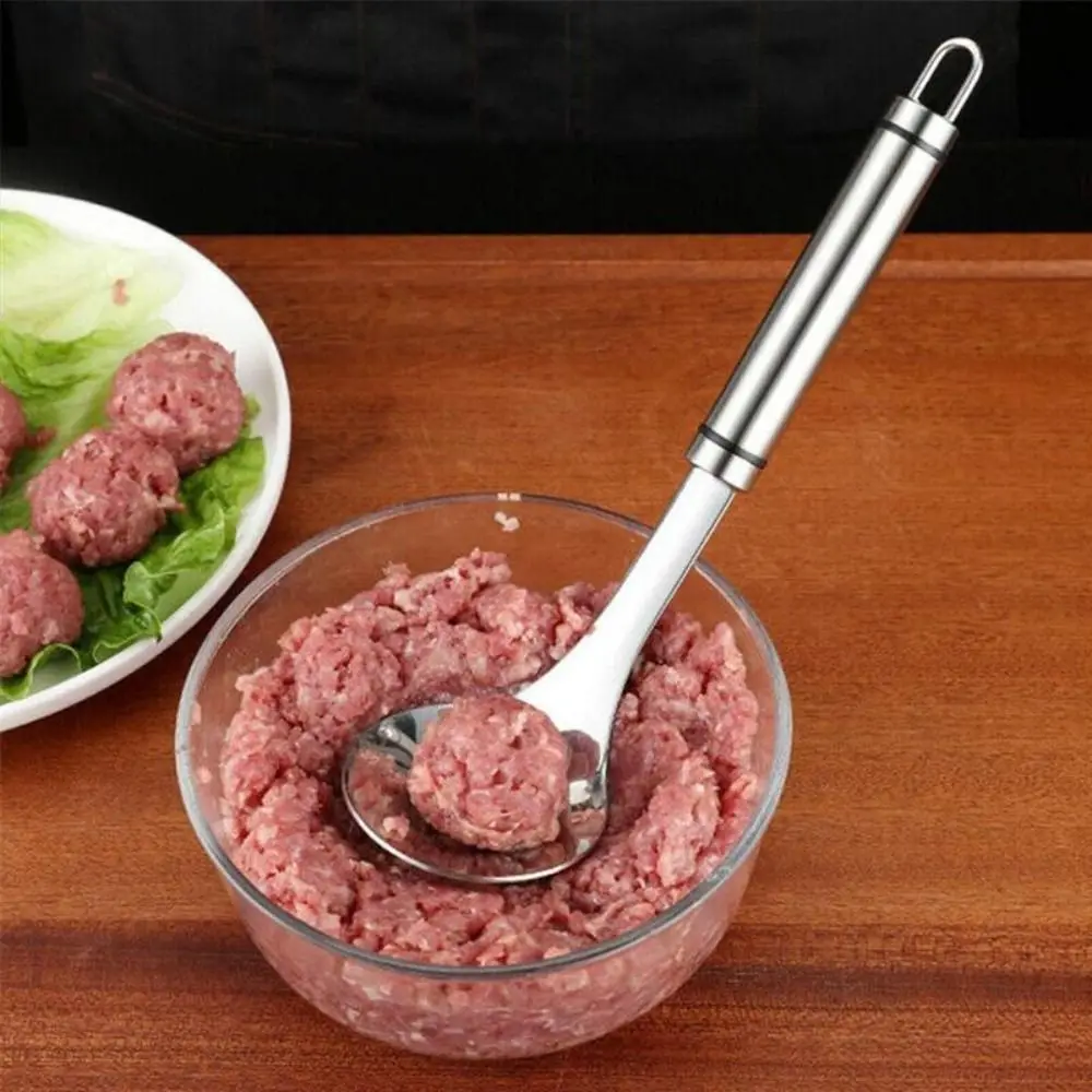 

Stainless Steel Meatball Making Spoon Household Hand Meatball Extrusion Spoon Fish Ball Squeezing Meatball Making Tools