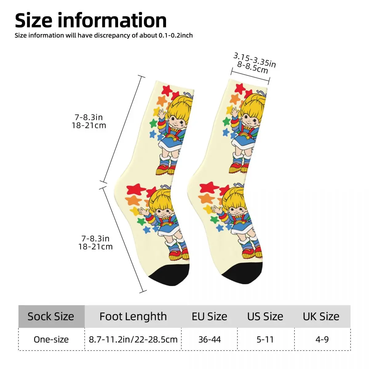 Rainbow Brite Unisex Winter Socks Hiking Happy Socks Street Style Crazy Sock