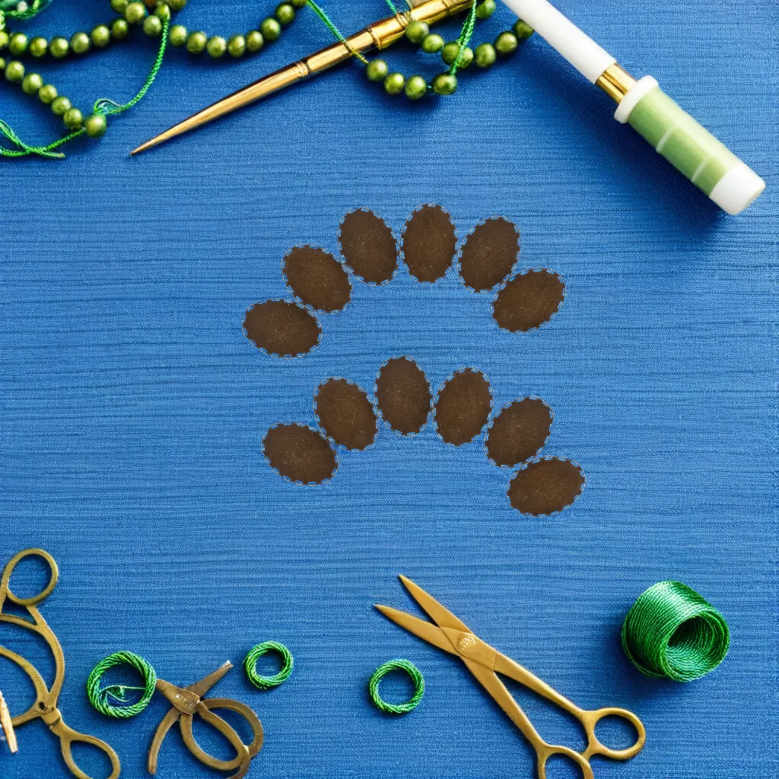 

40Pcs Copper Oval Cabochon Trays Blanks with Hollow Detailing Elegant Bezel Settings for DIY Hair Accessory and Pendant Craft