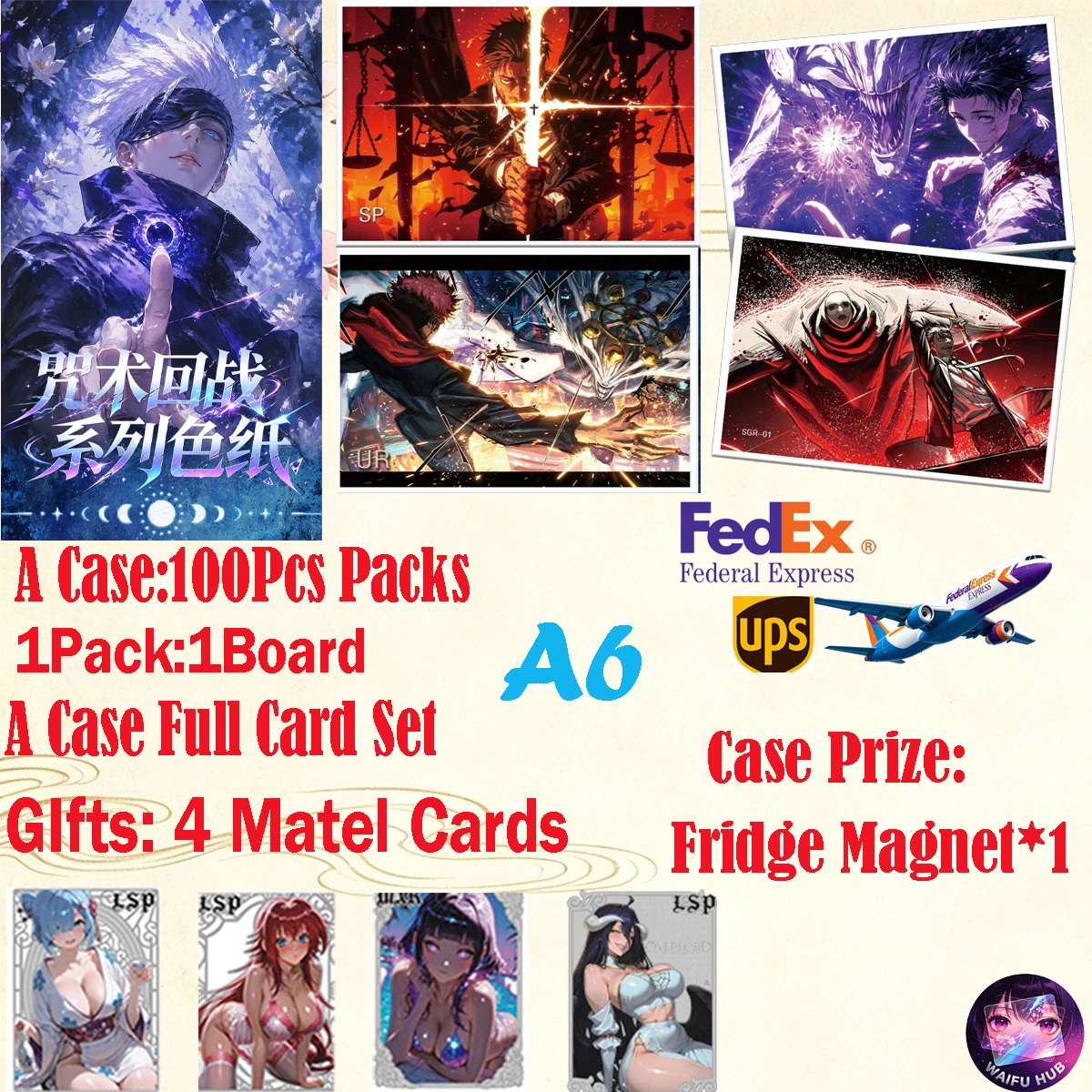Jujutsu Kaisen Fan Made A6 Board Gojo Satoru, Ryomen Sukuna 100 Packs ACG Anime Collectible Cards Hobby Fans Gift