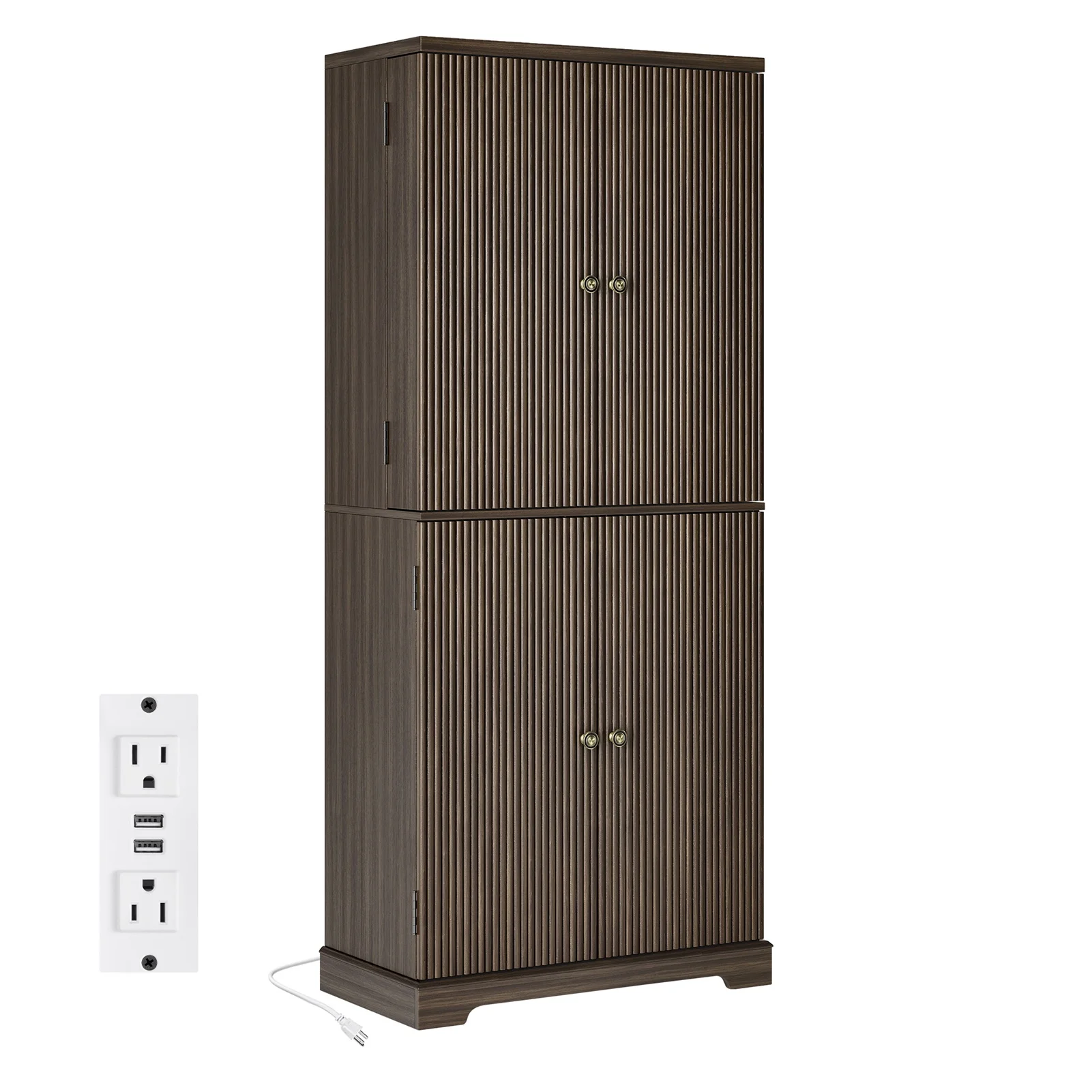 خزانة مخدد للمرأة الحامل خزانة حديثة لمنتصف القرن 70 بوصة خزانة تخزين طويلة مع أرفف قابلة للتعديل للأبواب، أثاث خزانة #1