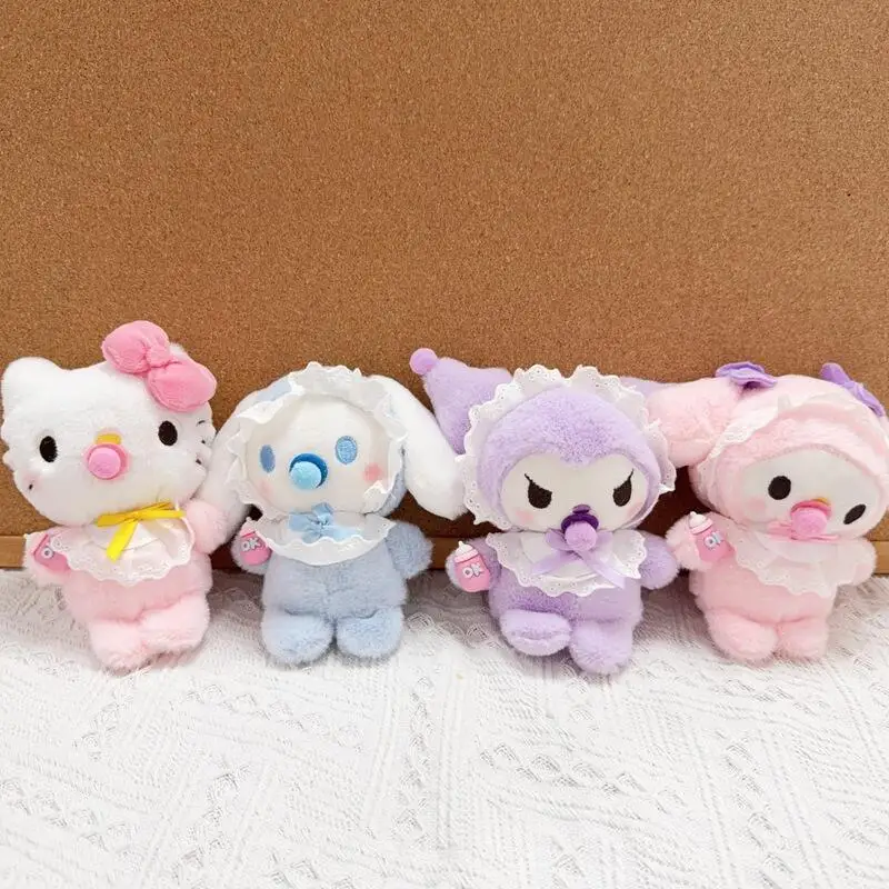 

Kawaii Hellokitty Pacifier Plush Keychain Cute Stuffed Doll Pendant Kuromi Cinnamoroll Bag Charm Lovely Toy Gift for Girls