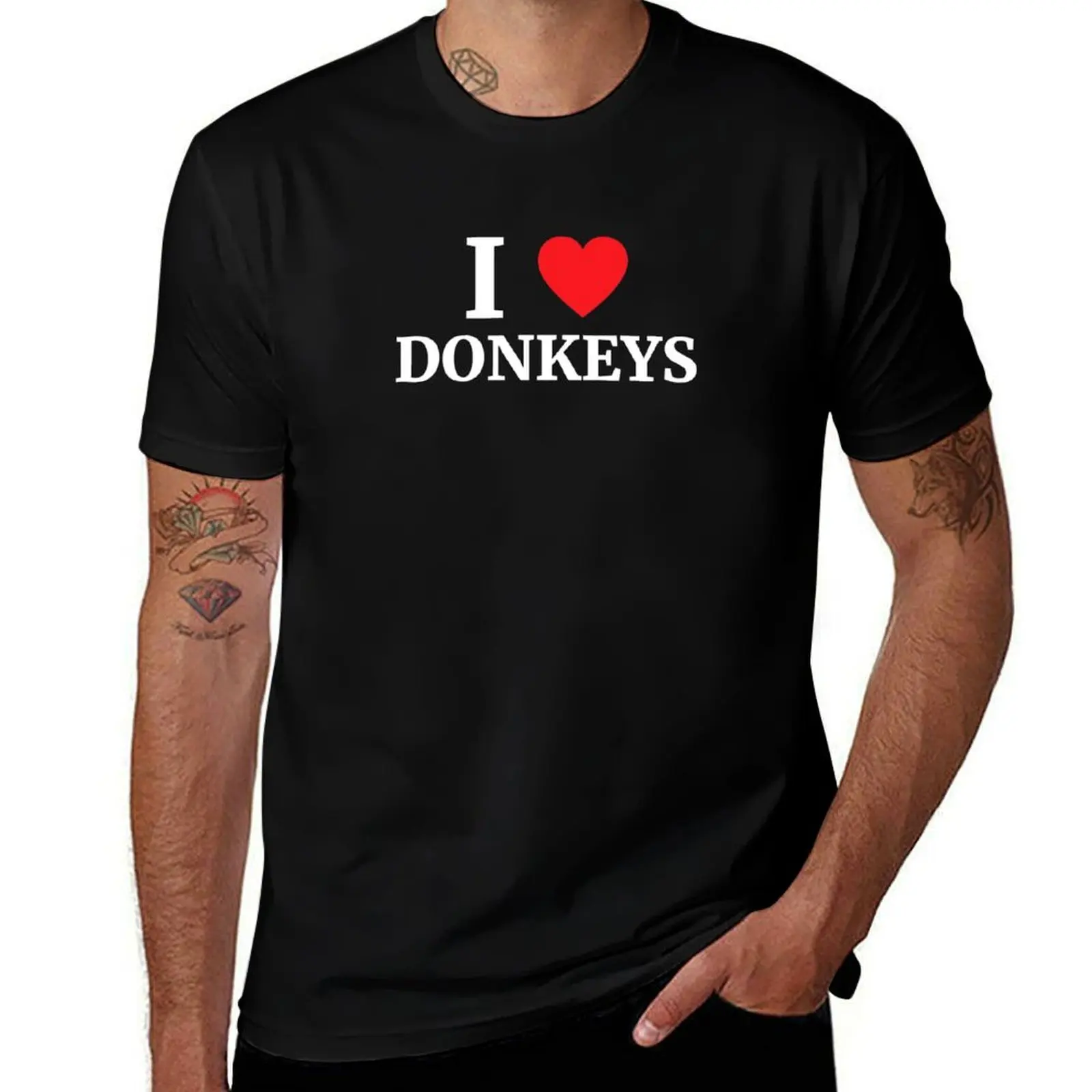 

I Love Donkeys Heart T-Shirt funny t shirts dark humor cotton t shirts man 100% graphic t shirts for man T-Shirt