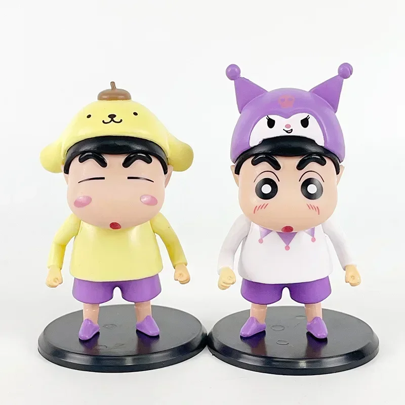 Figurines de distributeur automatique d'oeufs de tache faites à la main, Crayon Shin-chan, jouet de version Q, modèles d'anime, décor de chambre, ornement de beurre, cadeaux, 6 pièces