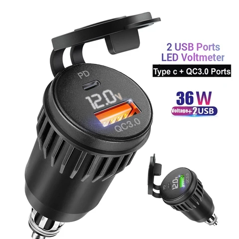 Универсальное USB-зарядное устройство 30 Вт PD Type-C QC 3,0 адаптер быстрого зарядного устройства Hella DIN Plug для мотоцикла BMW Ducati Triumph