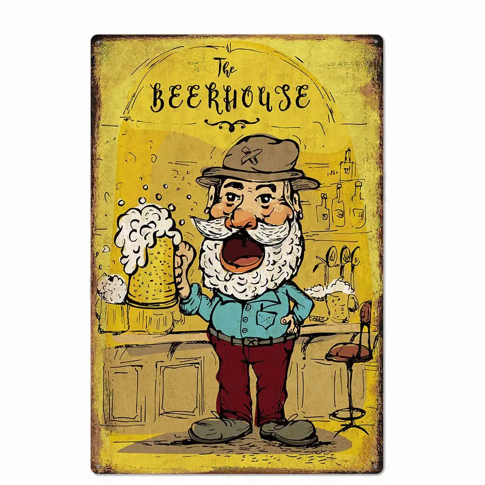 

Vintage Design The Beer House Tin Metal Signs Wall Art | Thick Tinplate Print Poster Wall Decoration for Bar/Man Cave