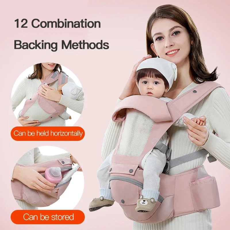 Marsupio con seggiolino per l'anca cinghie ergonomiche per neonati per bambini fascia per imbracatura in cotone multiuso per bambini