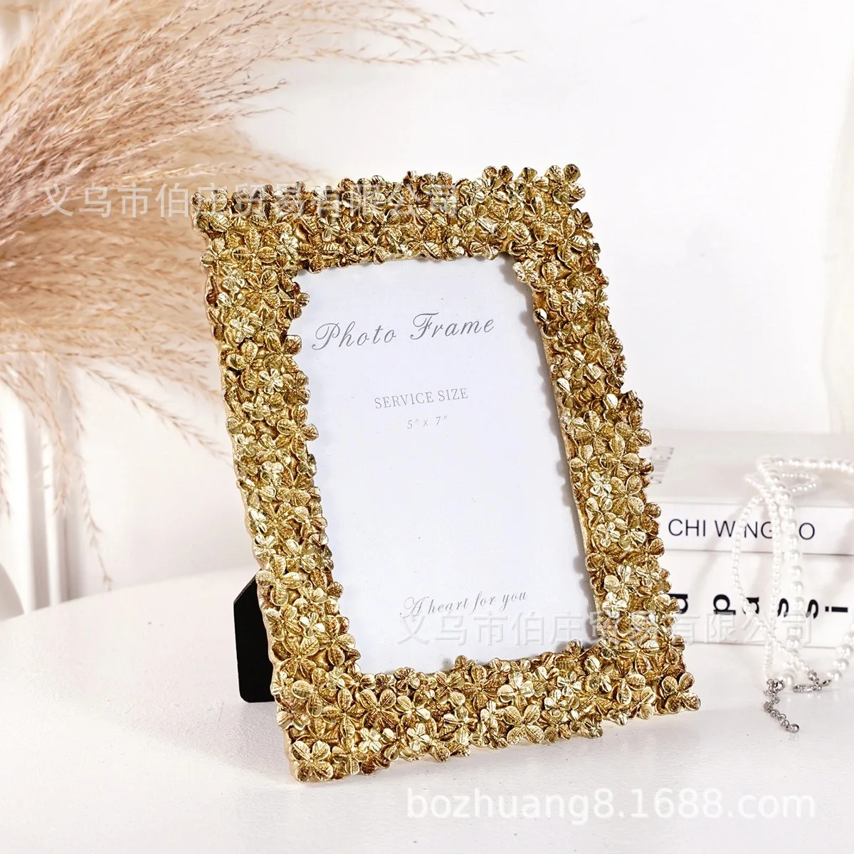1PC Modern Minimalist 3D gold Osmanthus Flower Pattern Decorative Frame Resin Material Home Desktop Photo Display