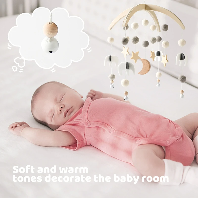 Baby Mobile Rasseln Spielzeug 0-12 Monate Holz Stern Vlies Bett Glocke Neugeborenen Bett Glocke Kleinkind Rassel Karussell musikalische Spielzeug Geschenke