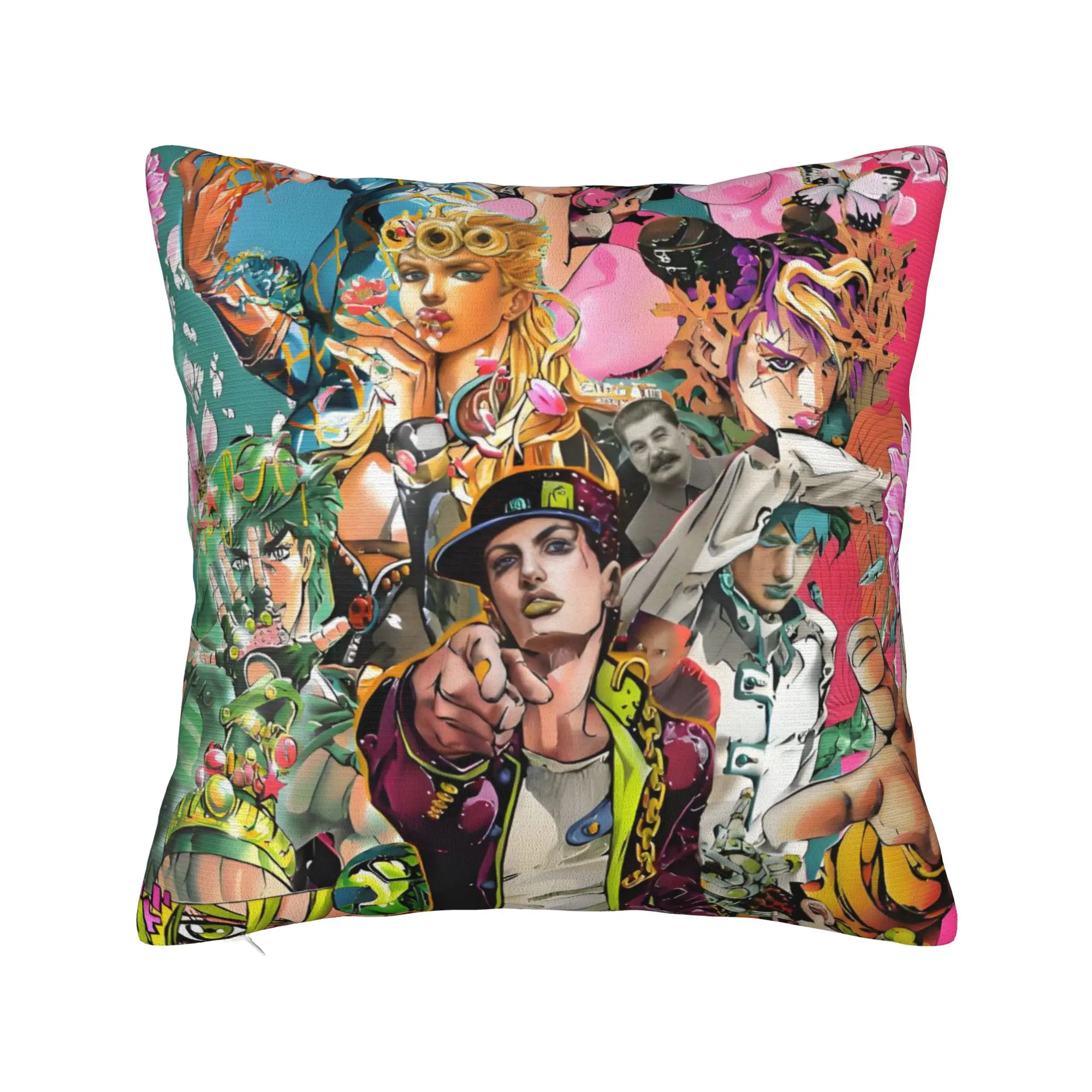Anime JoJos Bizarre  Cushion Cover 40x40cm Velvet  Adventure Throw Pillow Case for Sofa Car Square Pillowcase Home Decorative