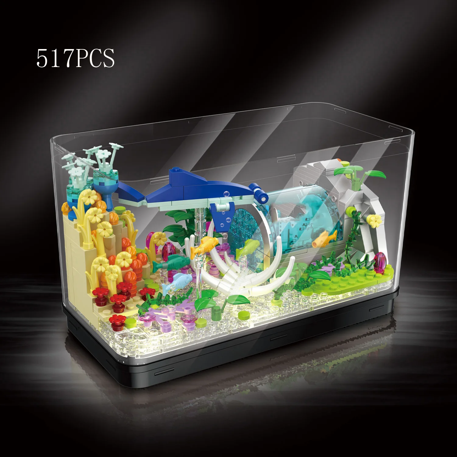 Loz Mini Diamond Building Block Creative Real Fish Tank Diver Figures Model Assemble Bricks Toys With Light For Kids Gifts