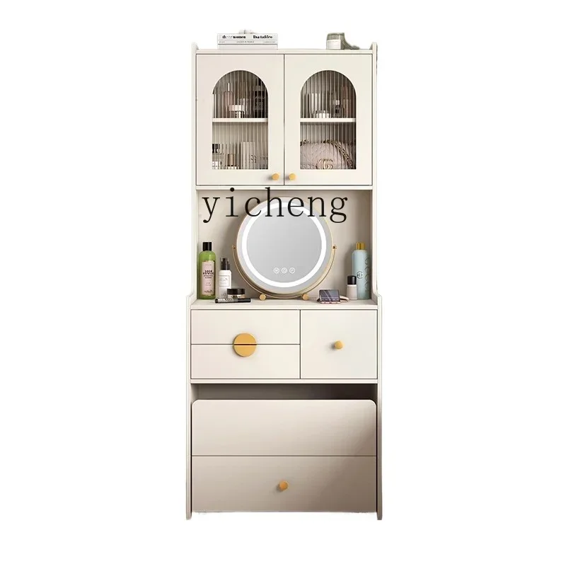 

Cream Style Stone Plate Dressing Table Locker Integrated Bedroom Mini Makeup Table Cosmetic Cabinet