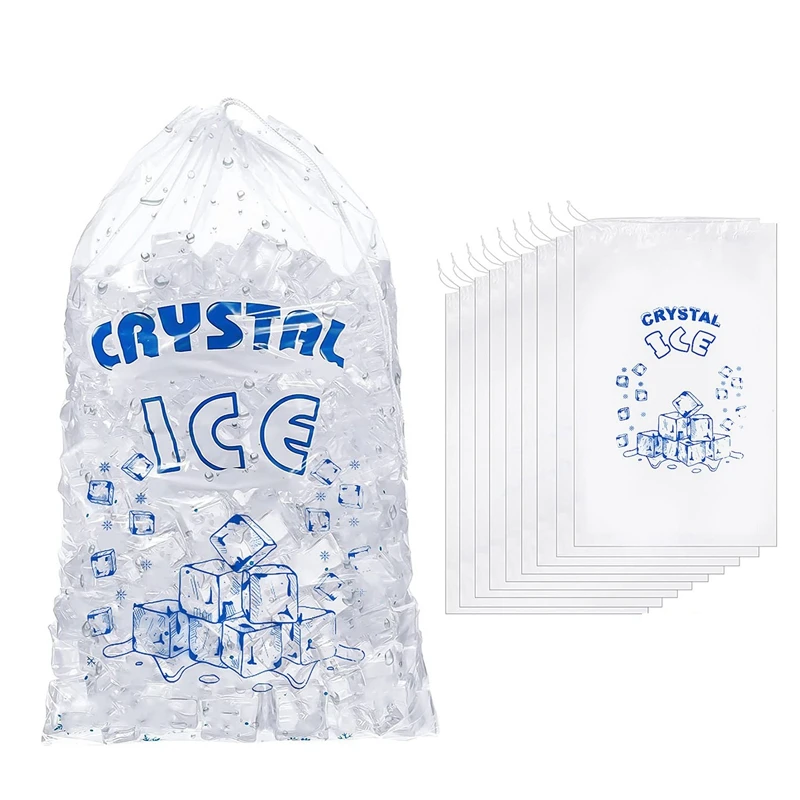 100 Count Ice Bags For Ice Machine, Heavy-Duty Reusable Ice Cube Bags, Ice Bags Freezer Keeper