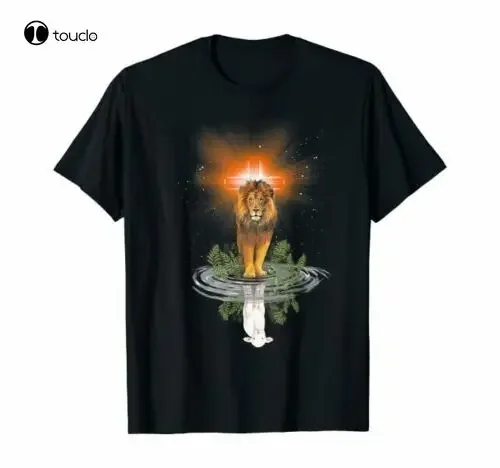 Lion Cross Jesus Reflection Water Mirror Sheep T-Shirt Tee Shirt unisex