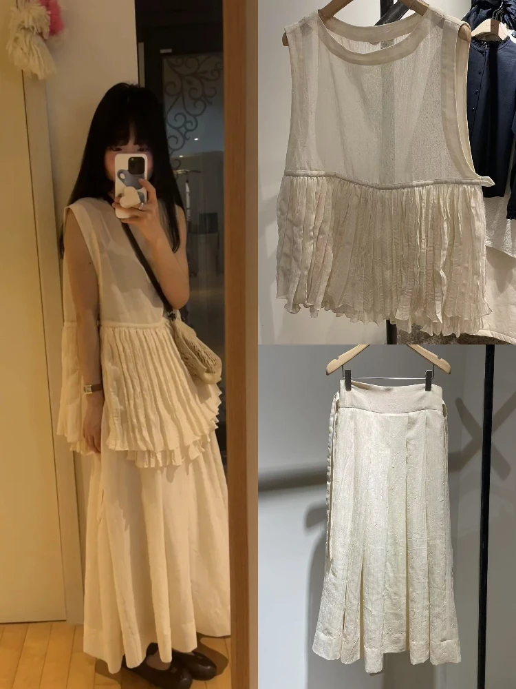 

Комплект плиссированной юбки с высокой талией, женский прозрачный топ и юбка в стиле Svel, комплект Ele Cry Tone