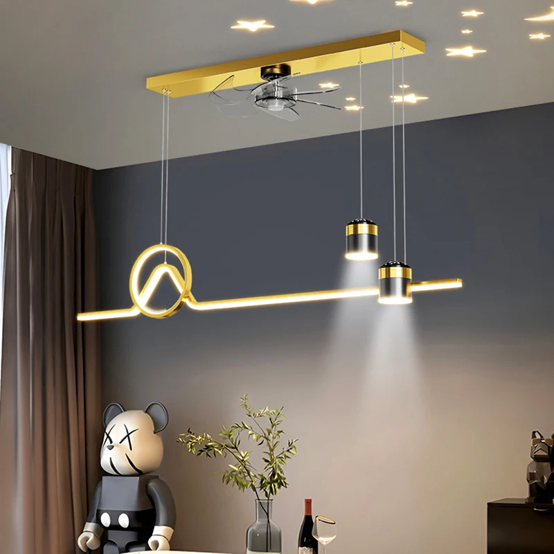 Lámpara colgante nórdica para decoración del hogar, iluminación interior para comedor, ventilador de techo con luces